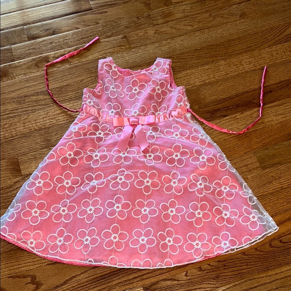 Youngland Pink Floral Kids Formal Dress